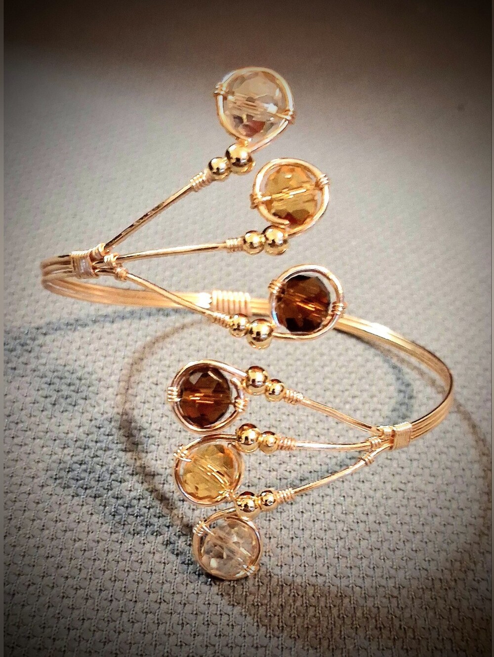 Gold-Tone Crystal Wire Wrap Cuff Bracelet - Women Jewelry